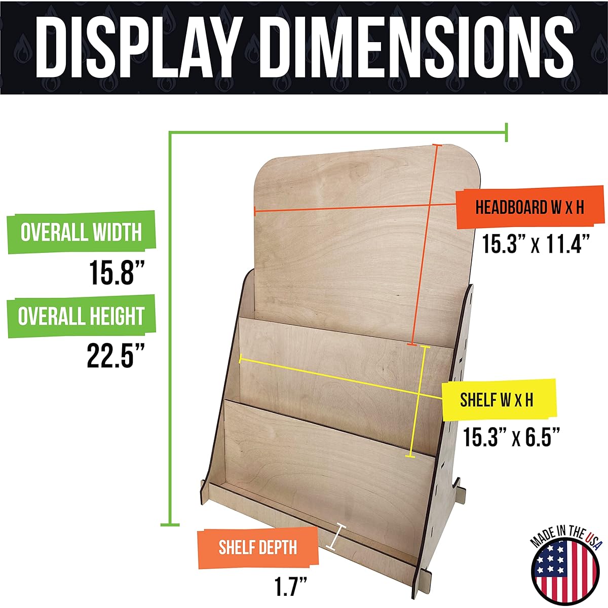 TORCHED DISPLAYS Greeting Card Organizer Display Stand - 3 Tier Photo Stand for Display - Multipurpose Wooden Stand Perfect for Greeting Cards, Photos, Birthday Cards, Baseball Card Stand