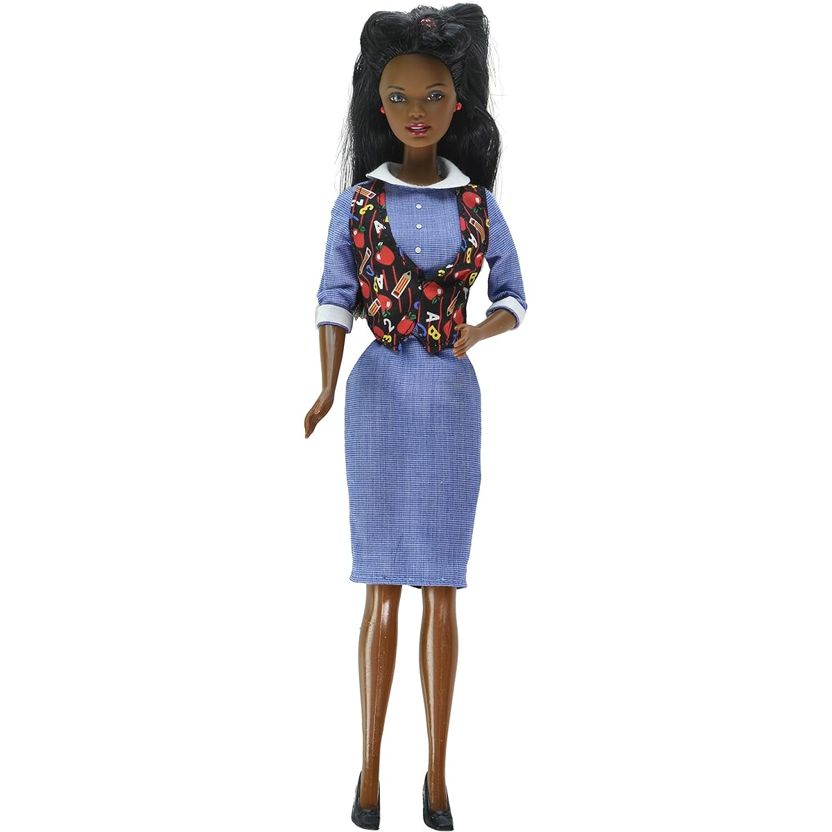 Teached African American with schoolroom backdrop