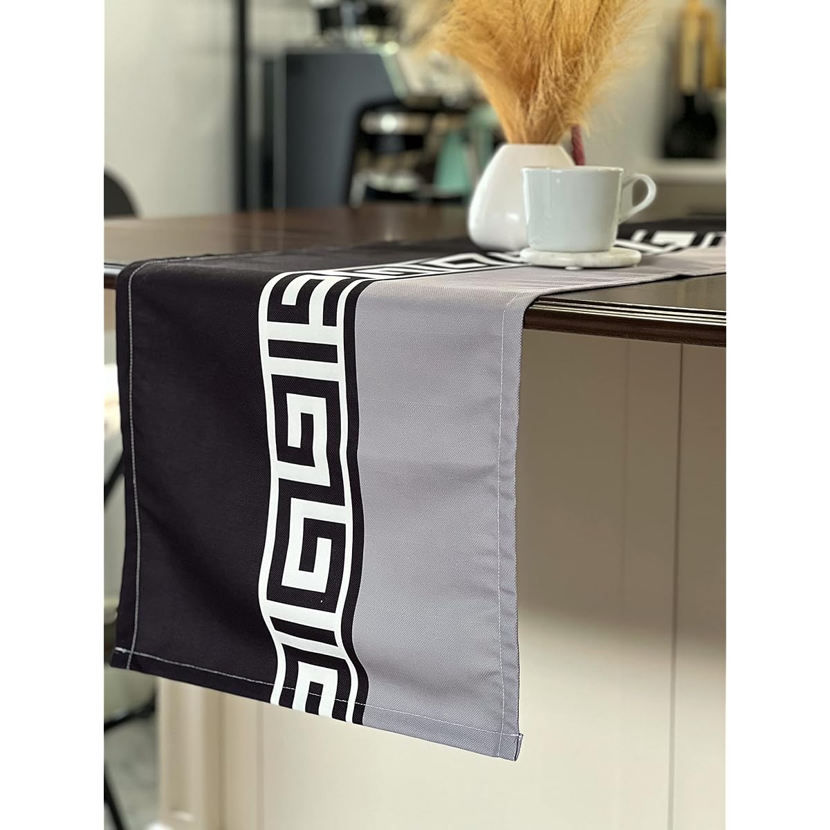 EKIB Ancient Greek Key Table Runner 16x70inch(40cm x 178cm) for Indoor/Outdoor Dining Table Decoration