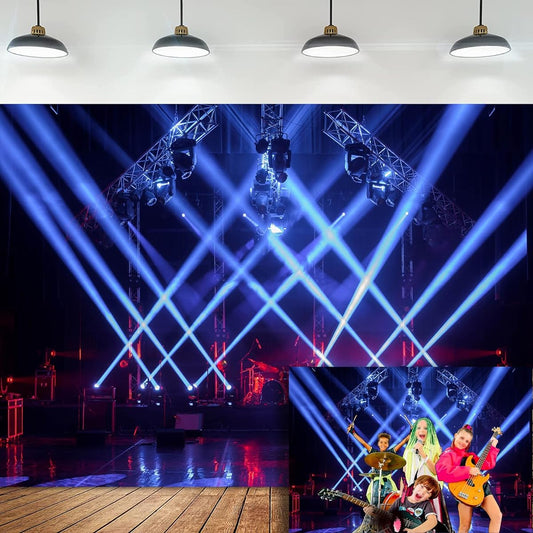 KIKIDOR Music Stage Backdrop Spotlight Music Party Band Live Show Photo Backdrop Rock Music Festival Carnival Kids Birthday Party Decoration Supplies Portrait Photo Studio Props 10x7ft