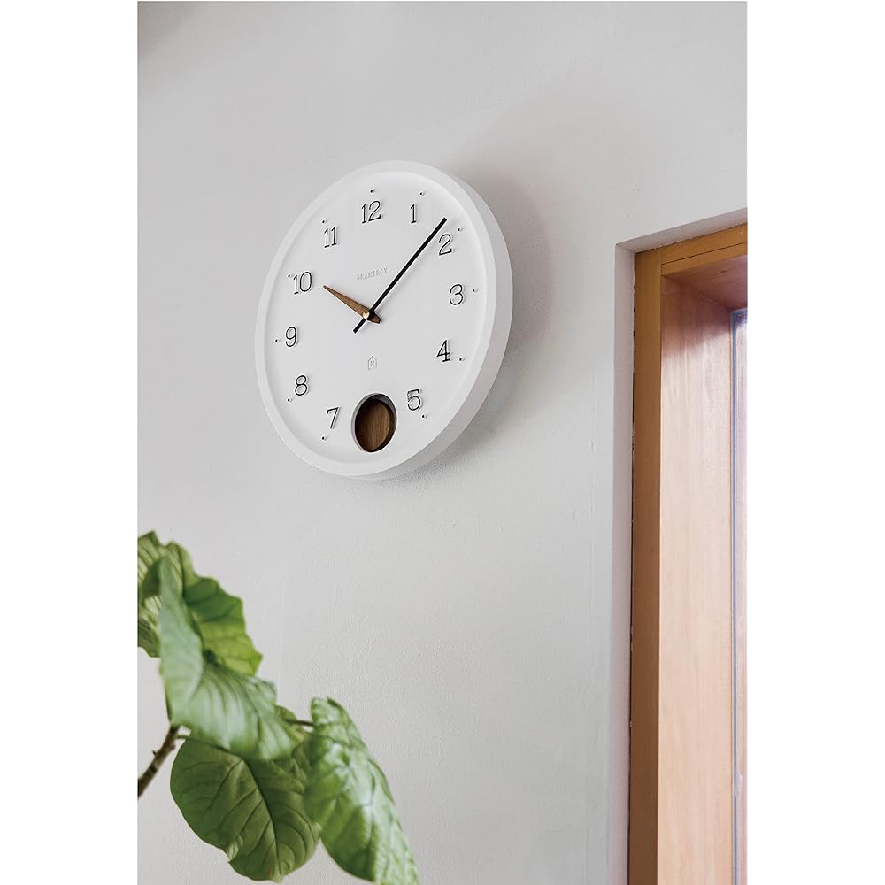 Interform Wall Clock Pendulum Clock CL-4222 Lotta White Wood Scandinavian Sweep Movement