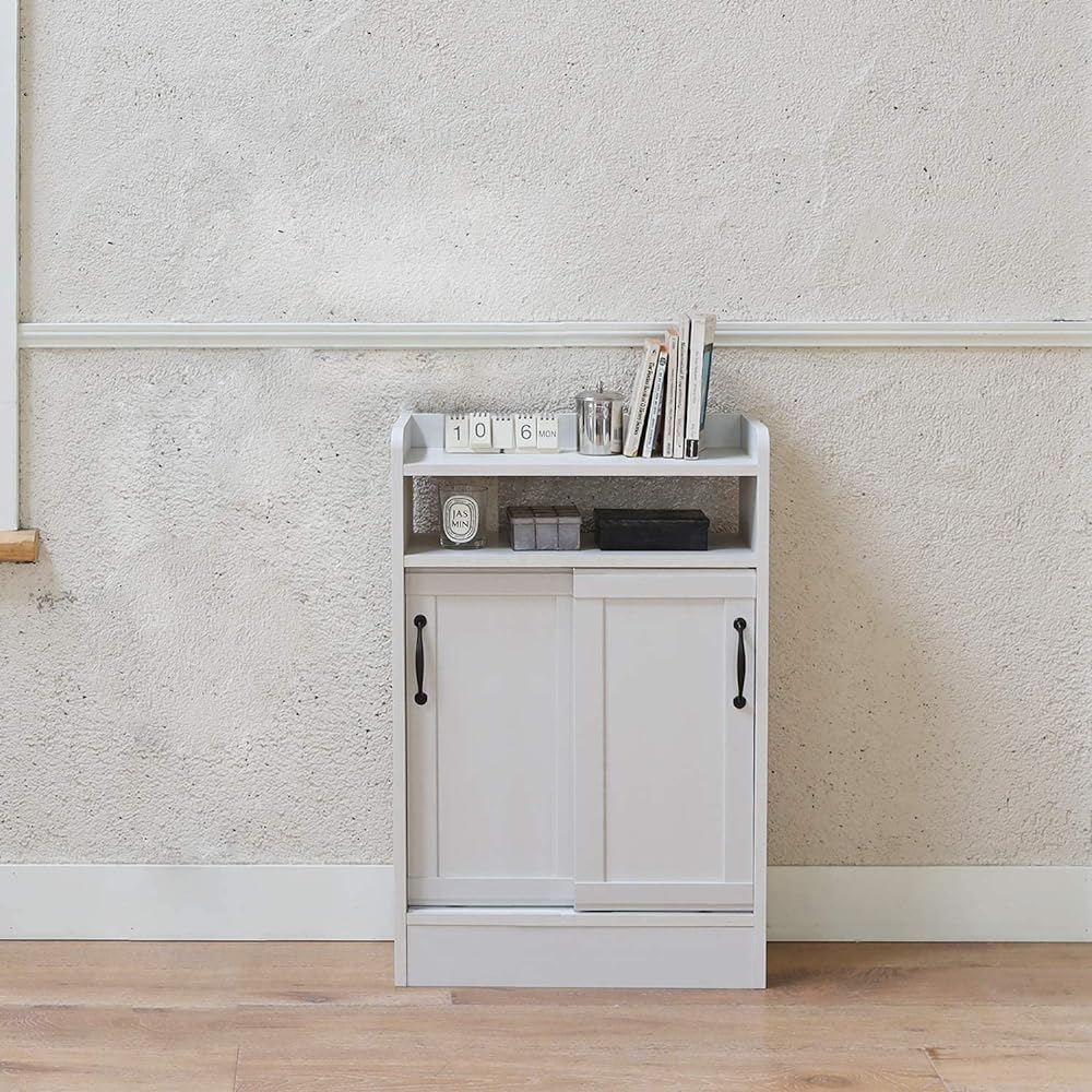Shirai Sangyo Thin Cabinet Bookshelf White Width 56.3 Height 85.6 Depth 22.4cm CEN-8555SD Cerone