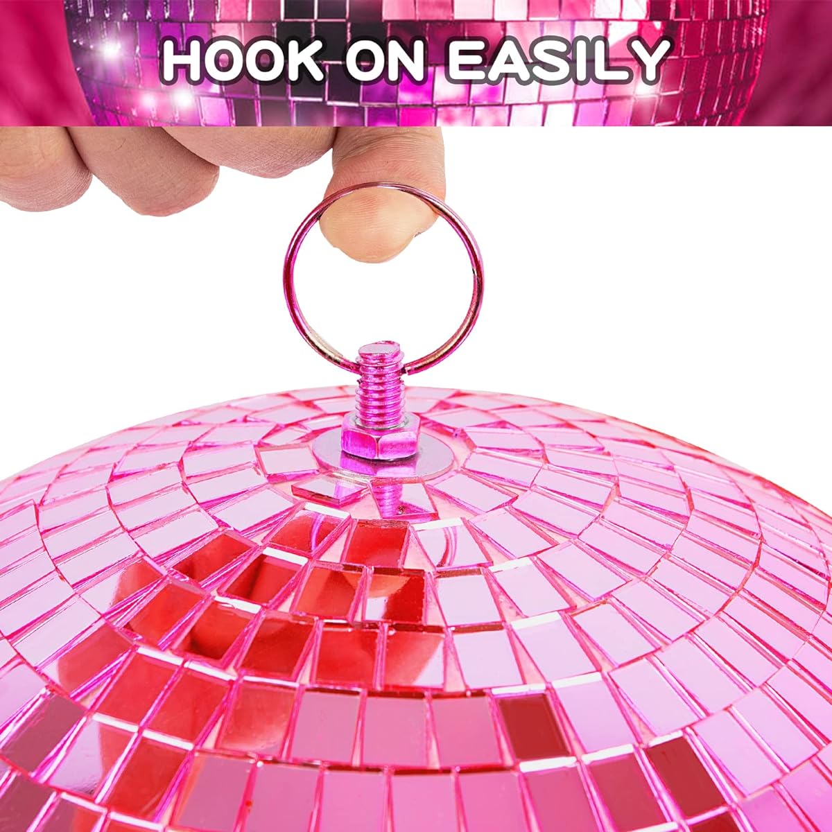 Mirror Ball Disco DJ Club Party Wedding Home Decor Muscab 12 Inch Disco Ball with Hanging Ring Pink