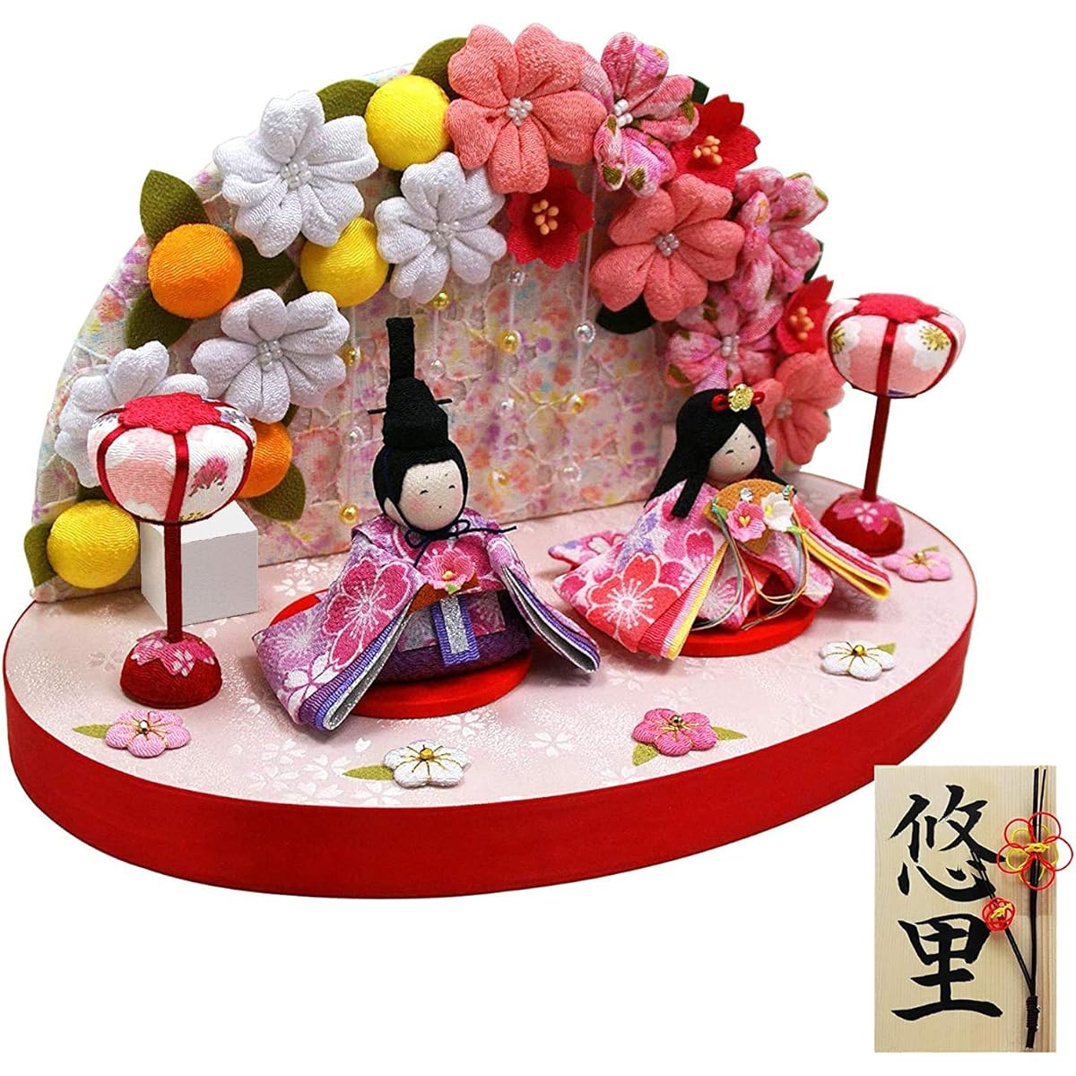 Osaka Choseido Hina Doll, Compact Mini, Named Hina, Wooden Tag Bonus Included (Sent Separately), Crepe Hina Doll, Pretty Mai Ohka Stage