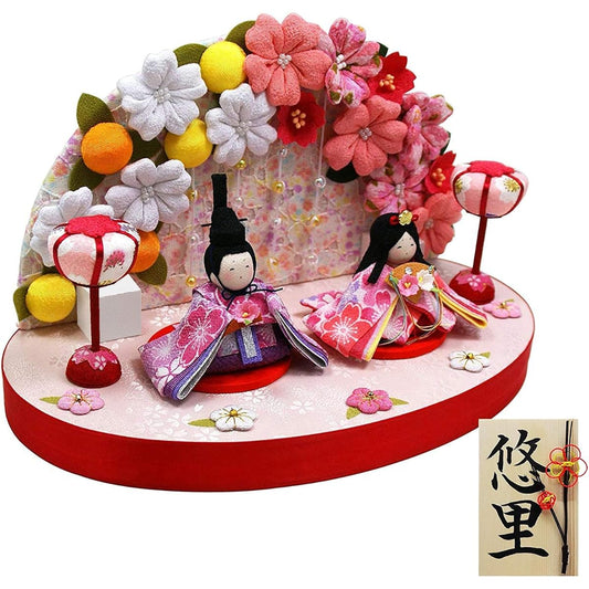 Osaka Choseido Hina Doll, Compact Mini, Named Hina, Wooden Tag Bonus Included (Sent Separately), Crepe Hina Doll, Pretty Mai Ohka Stage