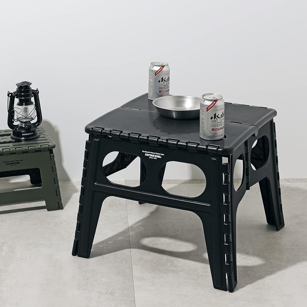 CAPTAIN STAG Outdoor Table Folding Table Compact Folding Table with Handle Black/Olive/Khaki UW-1529 / UW-1530 / UW-1531