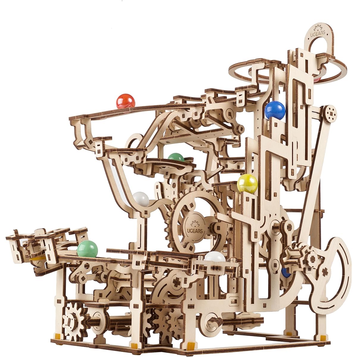 UGEARS Marble Lantiard Hoist 3D Wooden Puzzle for Adults - 3D Puzzle Gravity Maze - Mechanical Model Kit - Self-Assembly - 3D Wood Model Kit - Educational Model DIY