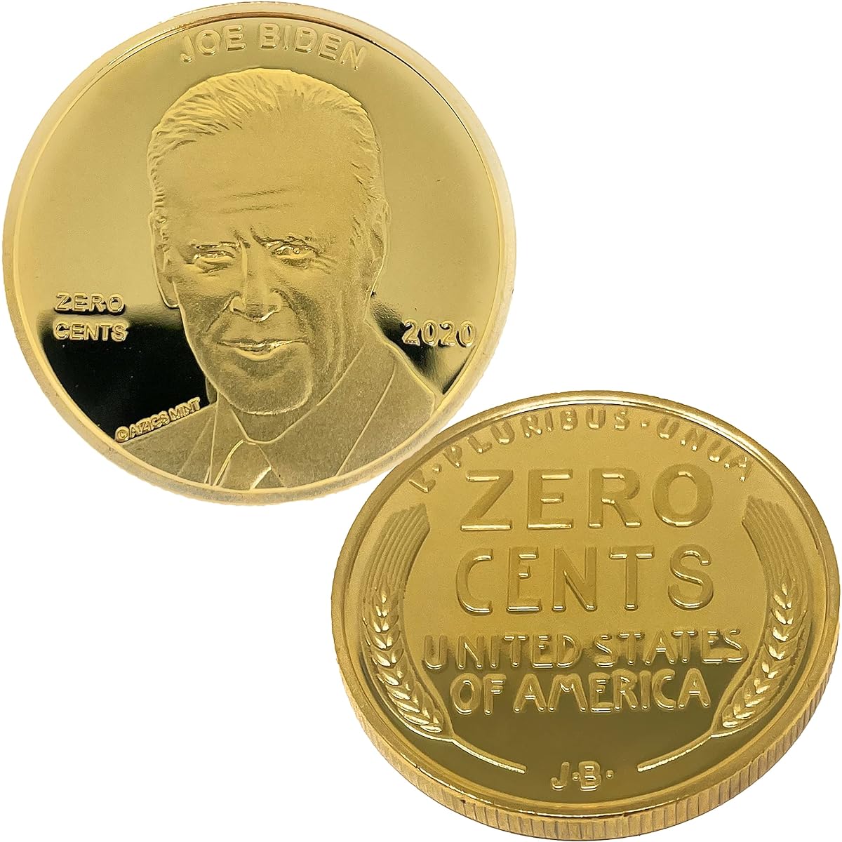 METAL MAGERY Joe Biden Zero Cent Gold Plated Novelty Rounds - Pack of 5