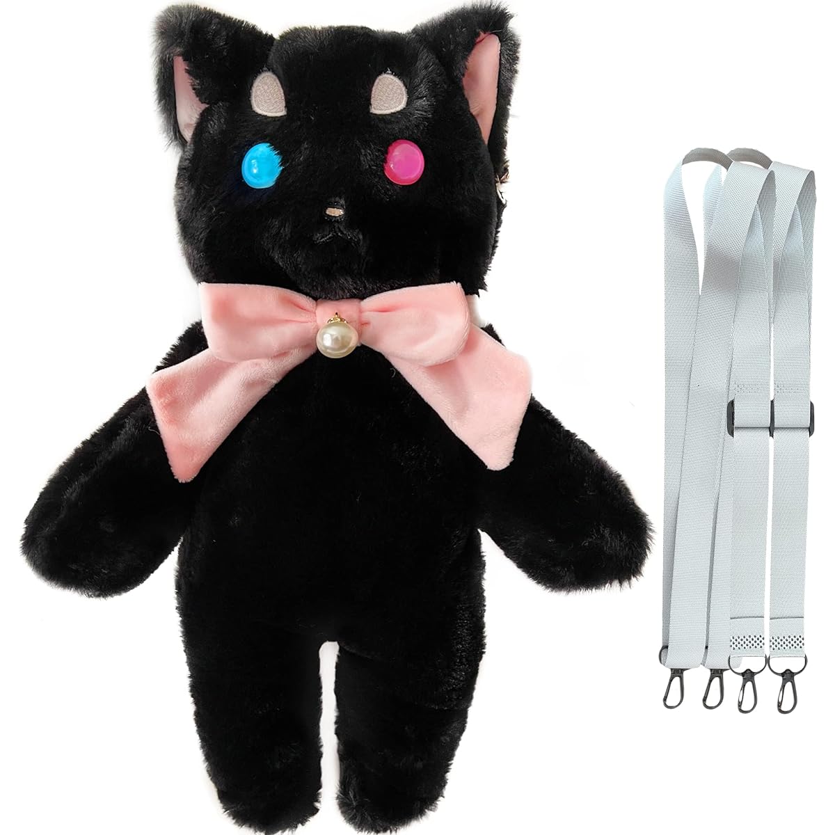 Liokoon Black Cat Plush Backpack Plush Bag Wallet Cute Kawaii Plush Gift Adult Women, Black