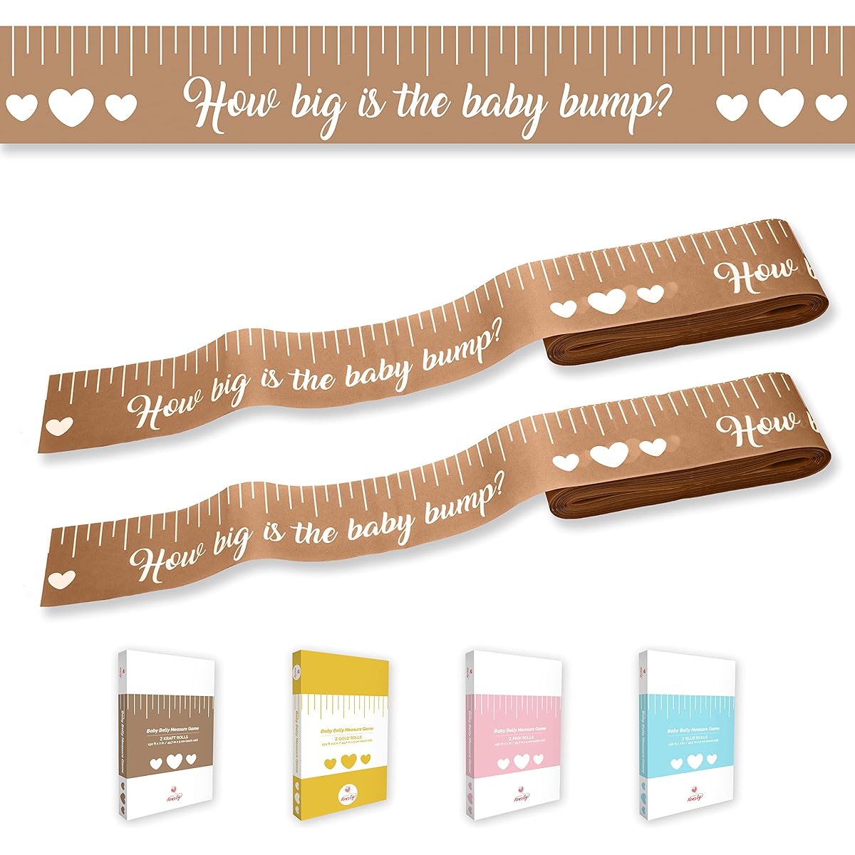 Party Hearty Baby Shower Games Gender Neutral 2 Rolls 2" x 150' Belly Measurer Craft Measuring Tape Fun and Easy to Play Party Favors and Supplies