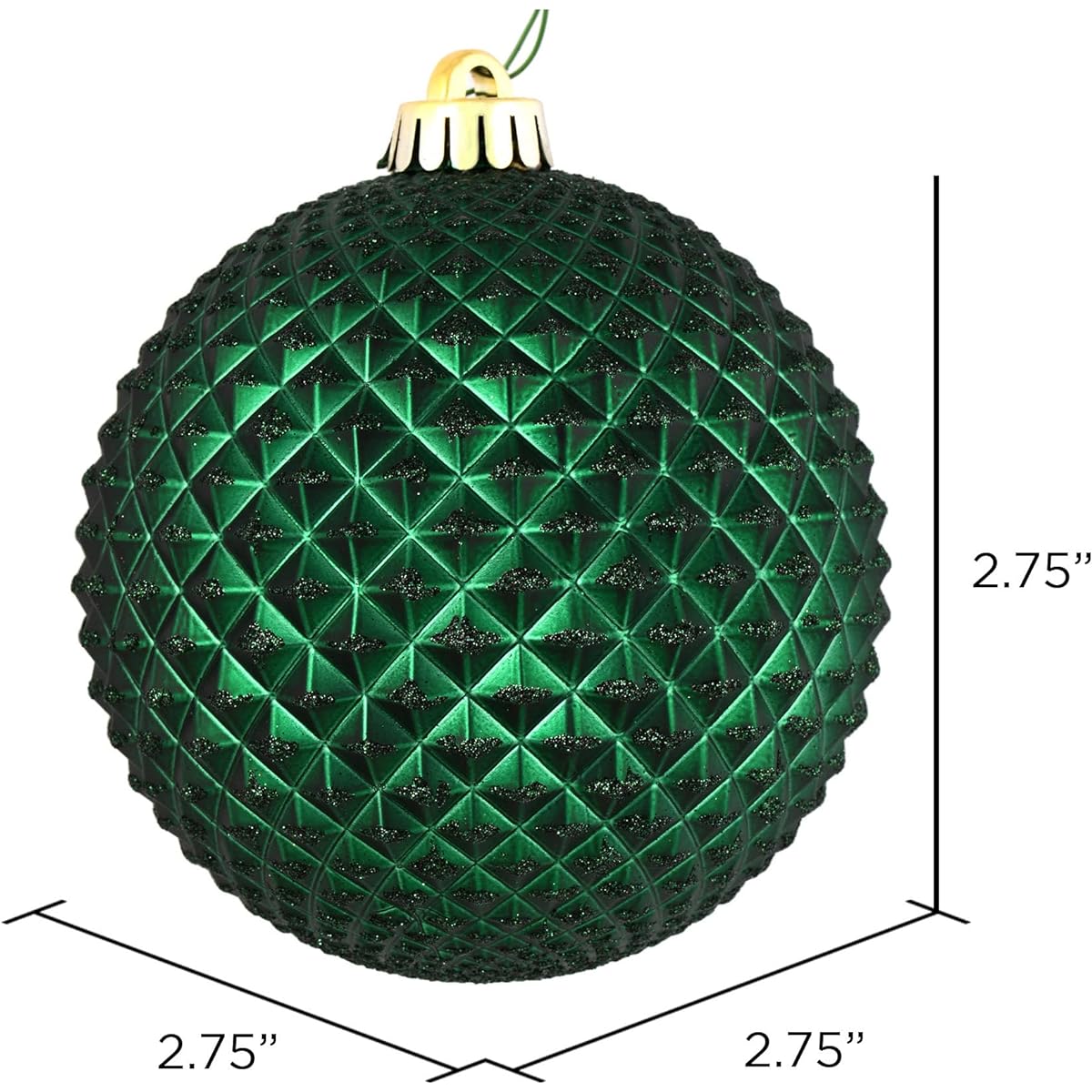 Vickerman 2.75" Midnight Green Durian Glitter Ball Ornaments, 12 per pack.