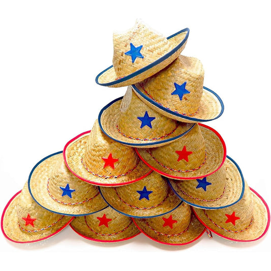 (Cowboy Hats) - Dozen Straw Cowboy Hats for Kids - Makes Great Birthday Party Hats for Boys and Girls