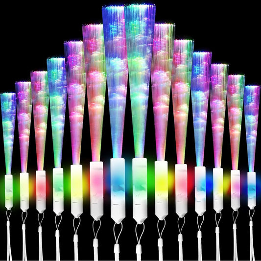 80pcs Fiber Optic Wand Glow Wand LED Wand Light Up Fiber Optic Glow Wand LED Light Up Fiber Optic Stick with Battery for Kids Birthday Wedding Dark Party Concert Club (White Handle)
