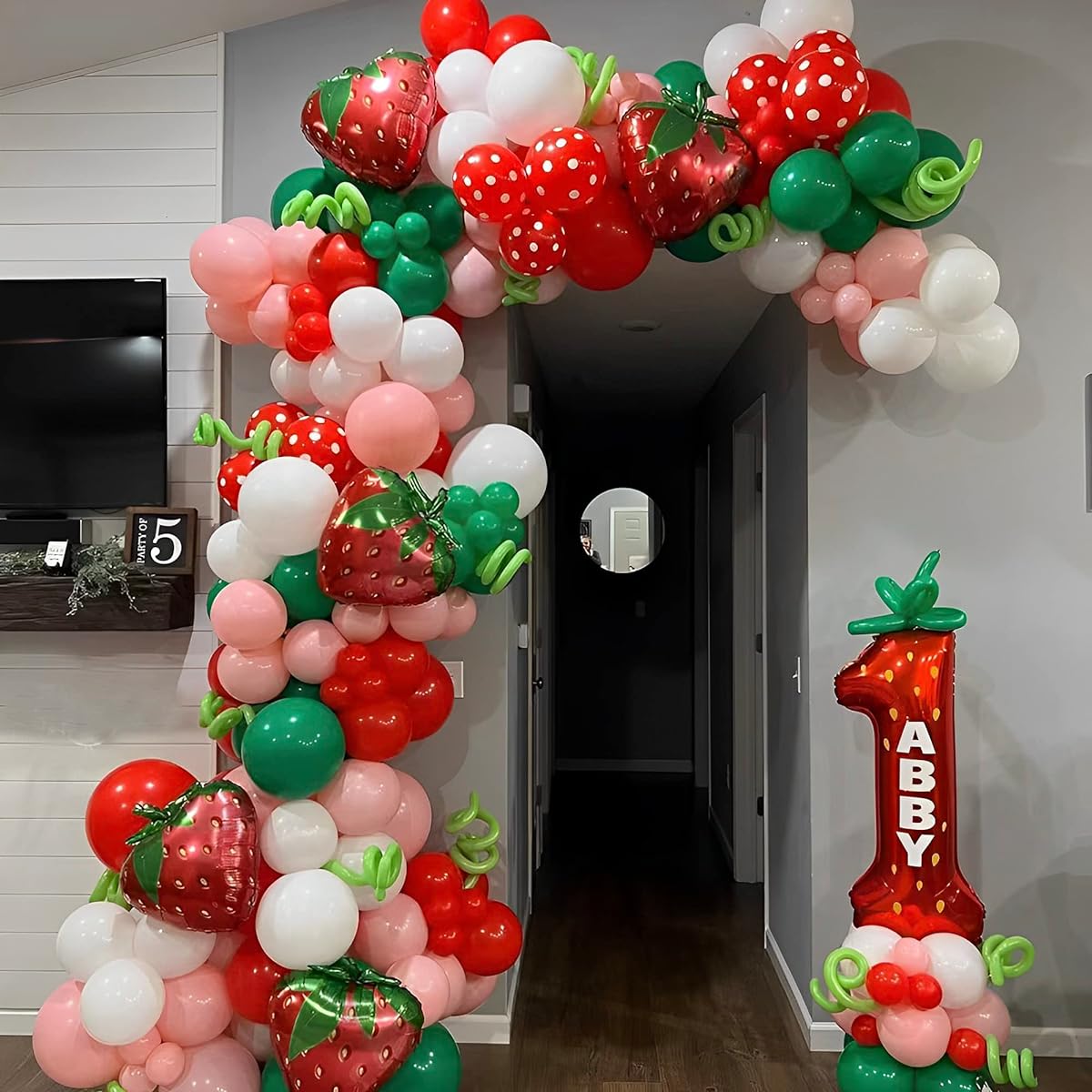 Strawberry Birthday Party Decorations 140 Pieces Strawberry Balloon Arch Garland Kit Pink Green and Strawberry Balloons Baby Shower Sweet Berry First Birthday Decorations