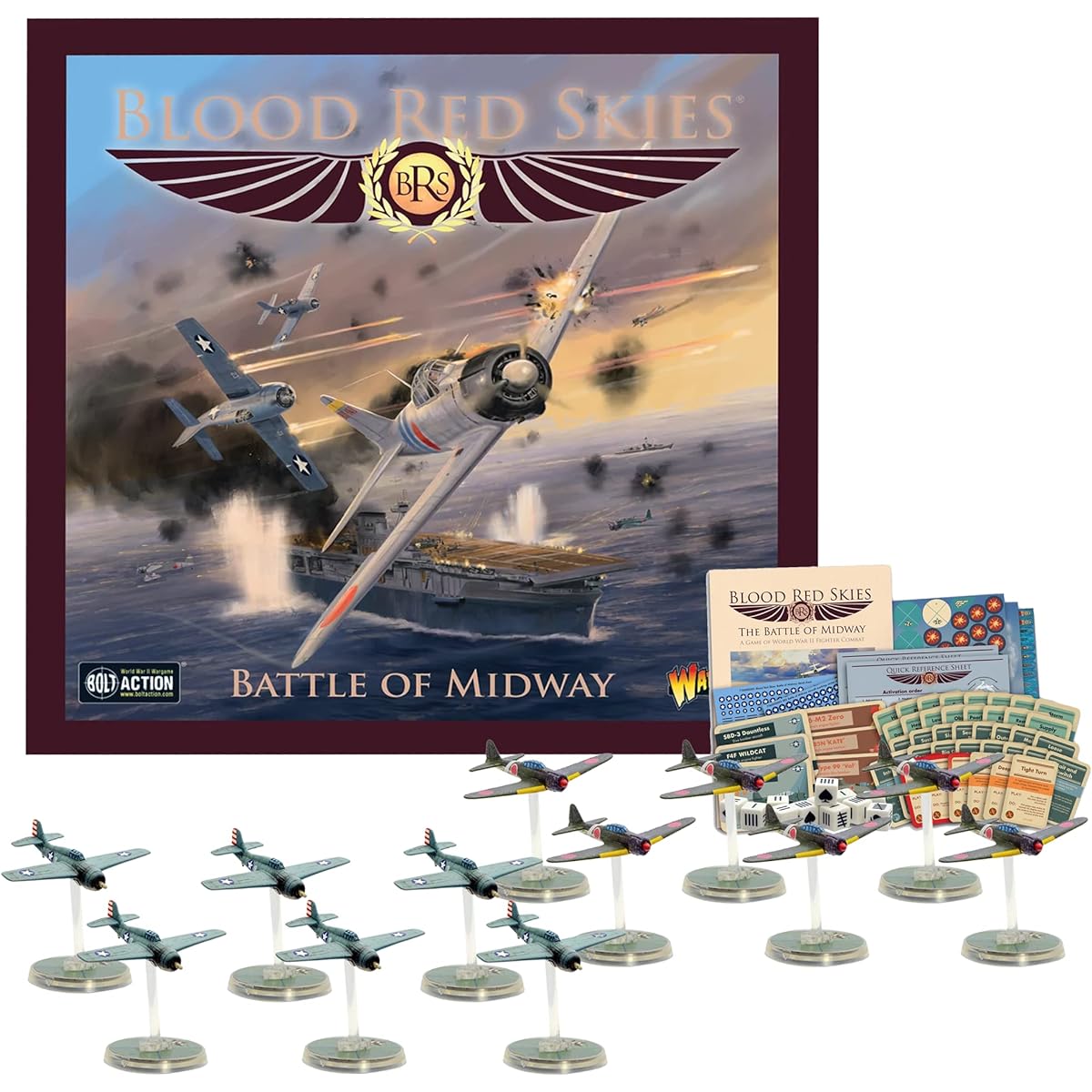 Warlord Games Delivery Blood Red Skies - The Battle of Midway Starter Set - 1/200 Scale WWII Air Combat Game - Airplane Model Kits for Miniature War Games