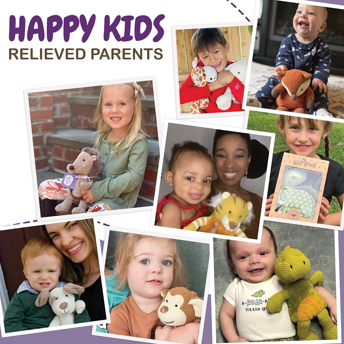 WILD BABY Monkey Plush Toy - Heatable Microwave Safe Plush Pal Aromatherapy Lavender Scent for Kids - 12 Inch