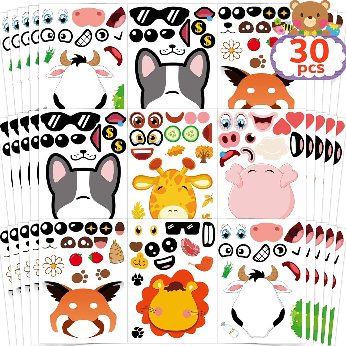 Forest Animal Make Face Stickers DIY Make Your Own Animal Stickers Art Craft Matching Party Favors Game Activity Birthday Decoration for Kids