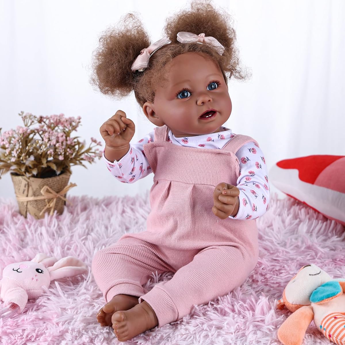BABESIDE Reborn Baby Doll Black Girl - 20 Inch - African American Girl Blue Eyes - Vinyl Head & Limbs, Cloth Body - Realistic Newborn Doll with Accessories for Kids Girls Boys