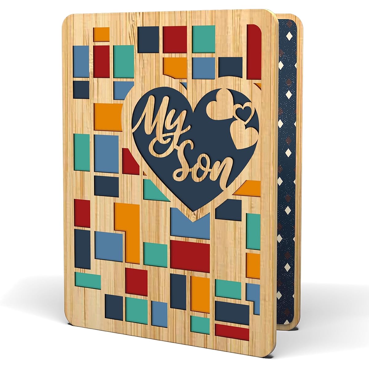 Birthday Cards for Sons Adults - | Real Bamboo | 6" x 4.5" - 1 Pack (Envelope Included) | Laser Cut Geometric Themed Son Birthday Cards | Son in Law Birthday Cards