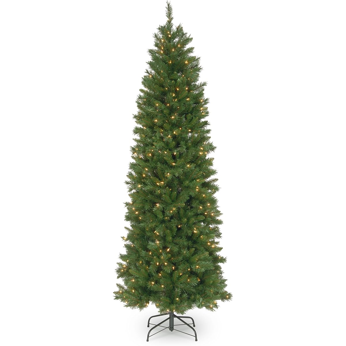 National Tree Company Lighted Artificial Christmas Tree | Gutted White Lights and Stand | Pennington Fir Pencil - 7 Feet