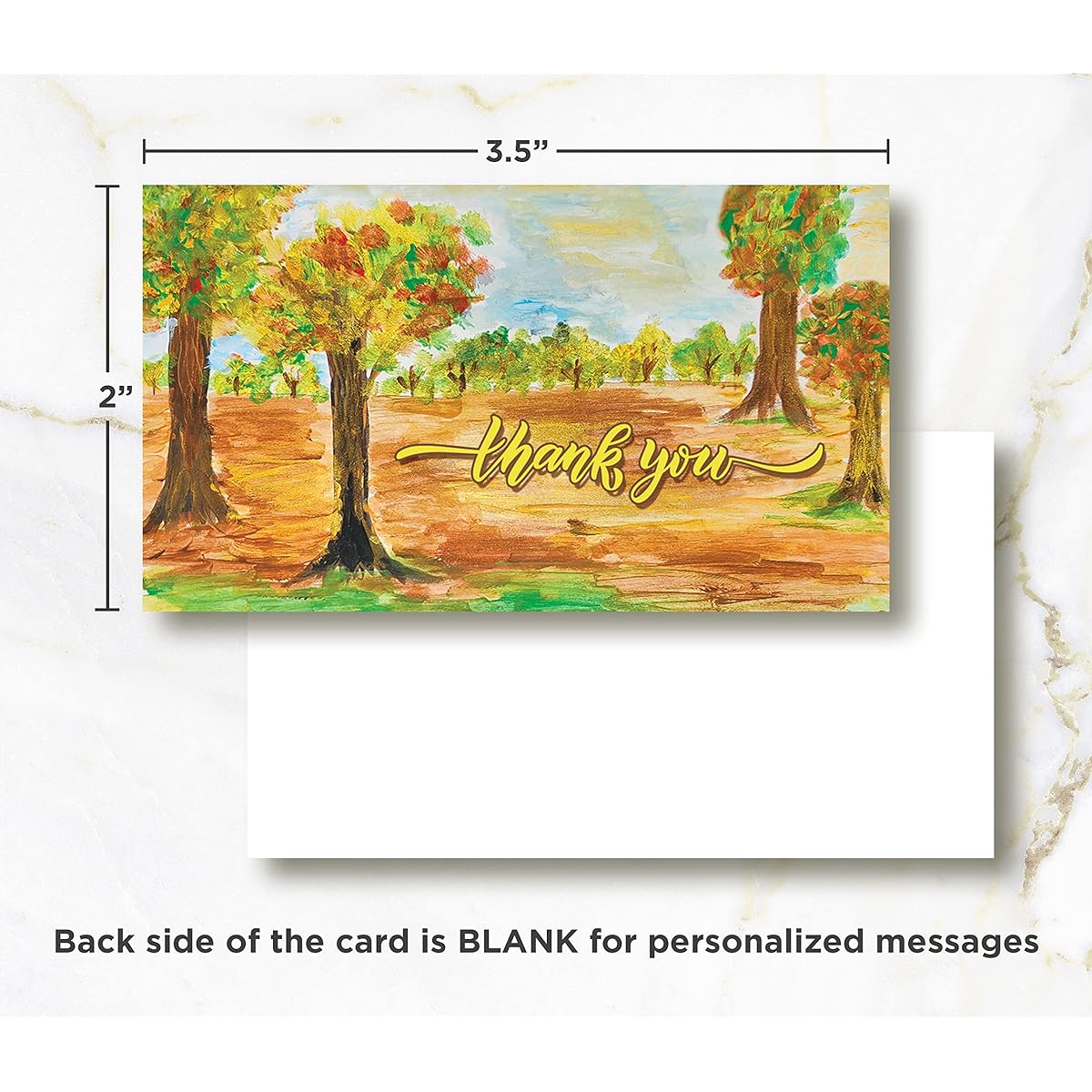 Kachy Design - Thank You Cards (2" x 3.5") - Blank Back for Personalized Message or Note - Package Inserts - Perfect for Small Business Online Selling - eCommerce Business - (Park, 100)