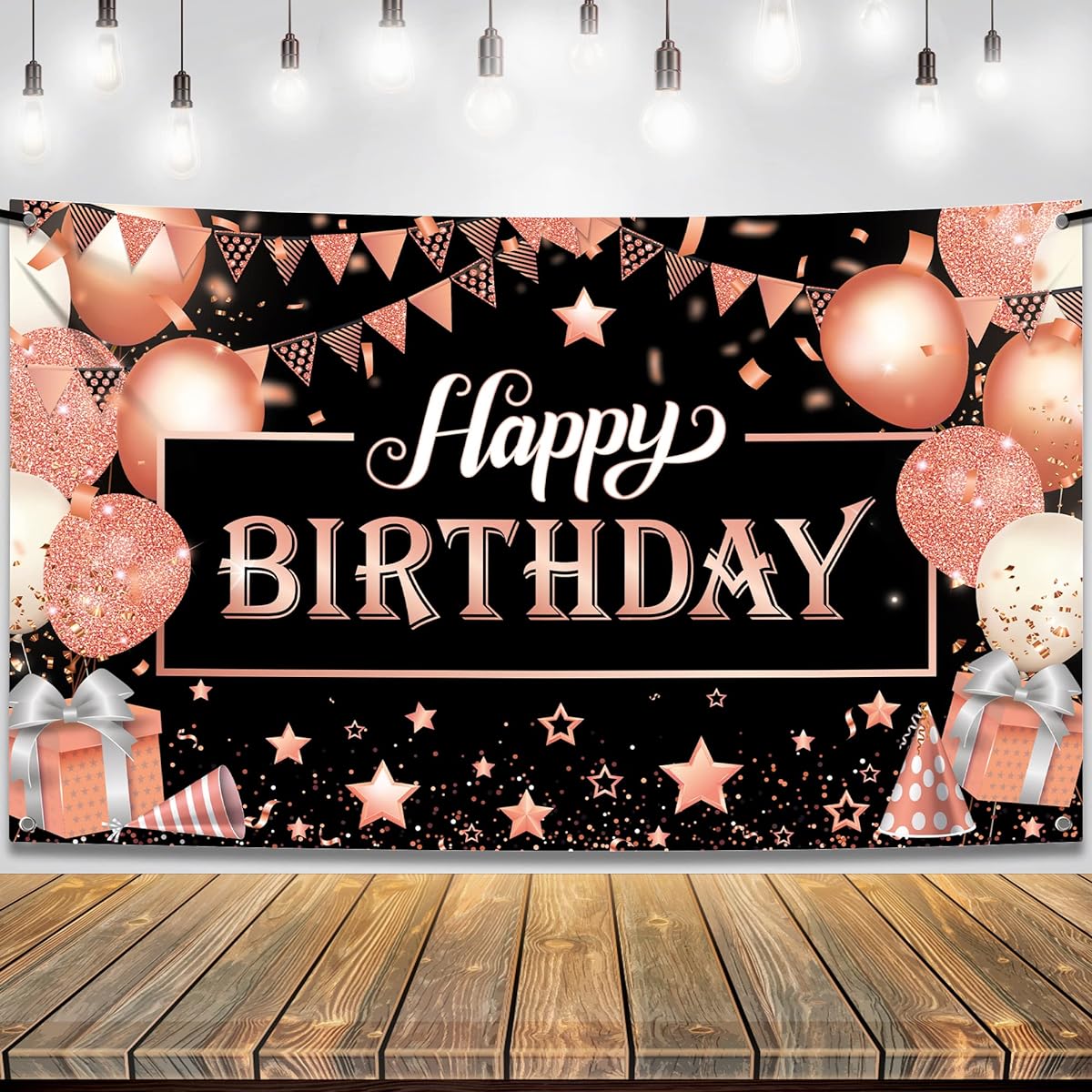 Happy Birthday Rose Gold Foil Wall Banner