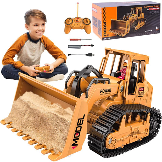 MQDMINI RC Push Dozer Toy for Kids - Remote Control Hydraulic Toy Car for Boys/Girls Age 6+ Kids Beginner Tractor Car Rechargeable Engineering Self Discharging Truck Gift for Kids