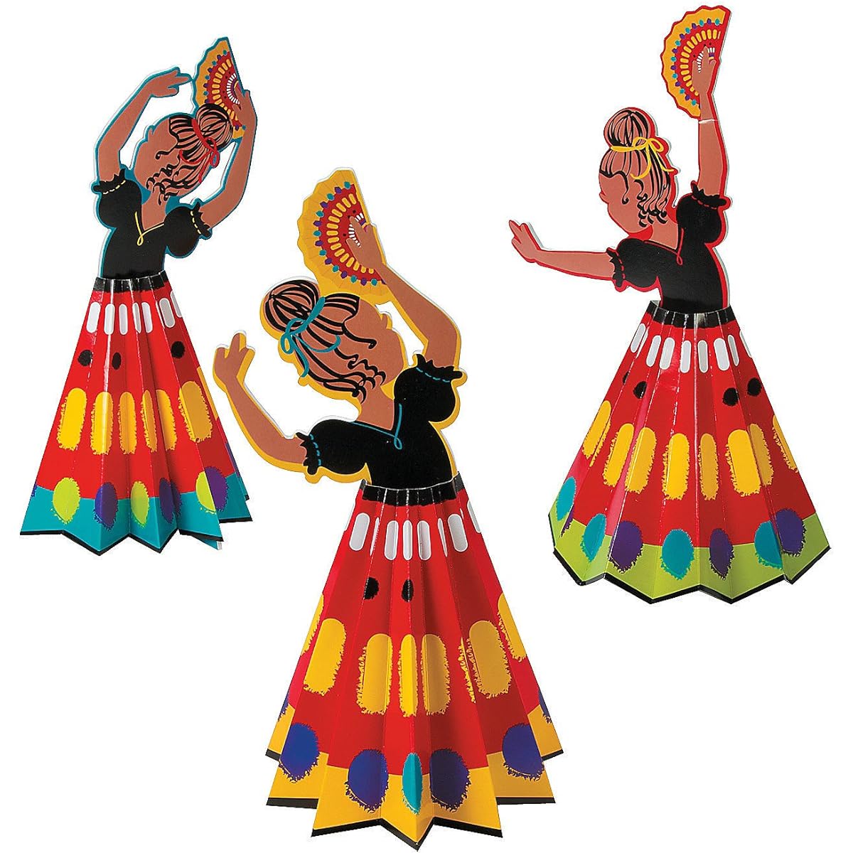 Fun Express - Bright Fiesta Centerpieces (3 Pieces) for Cinco de Mayo - Party Decorations - General Decorations - Centerpieces - Cinco de Mayo - 3 Piece