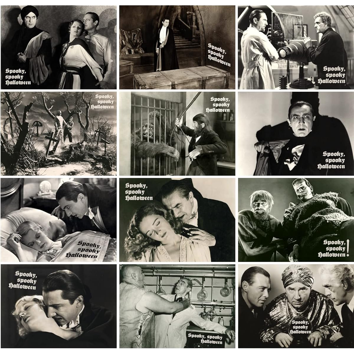 Halloween Bela Lugosi Greeting Cards 12 Large Cards Vintage Thriller Horror Silent Film Still Photos