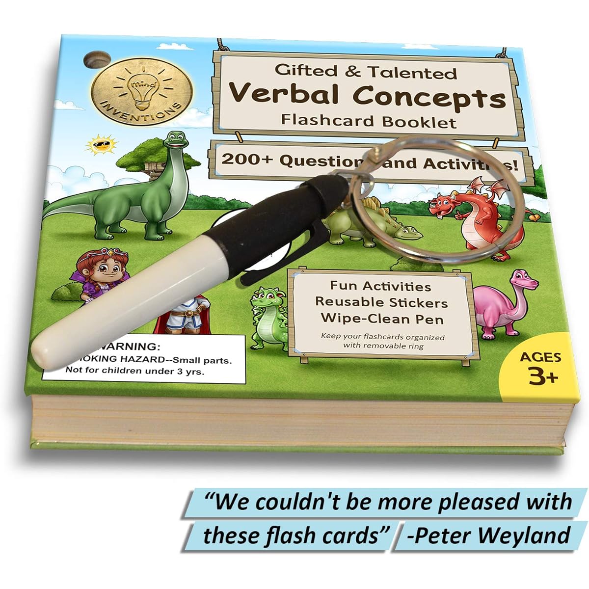Gifted and Talented Flash Cards (Wipe Clean) - Basic Words & Language; Pre-K - Kindergarten; 90 Flash Cards, 200+ Questions, Stickers, Fun Activities, Games, Pens Included