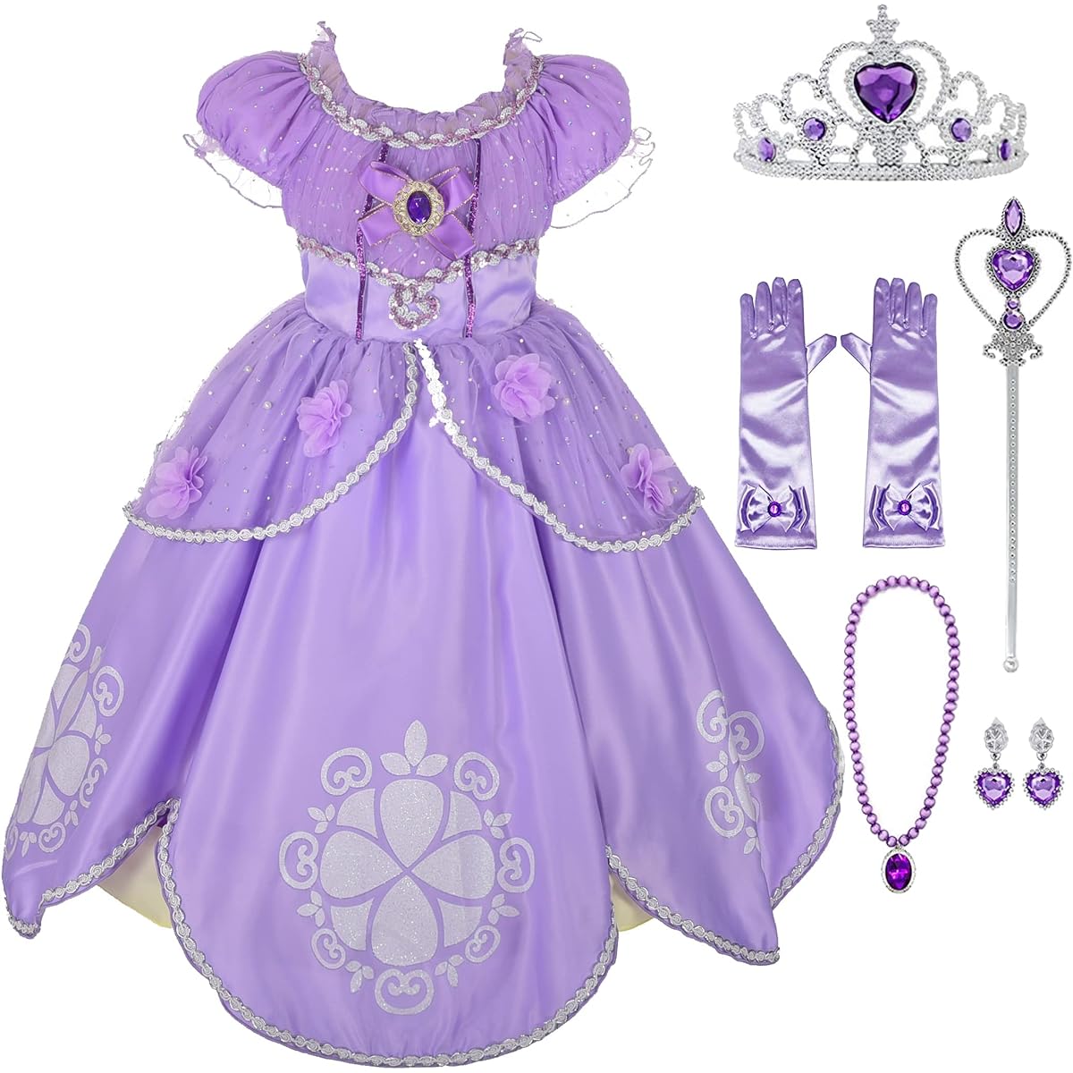 Lito Angels Girls Princess Dress Up Costume Purple Fancy Party Dress Accessories