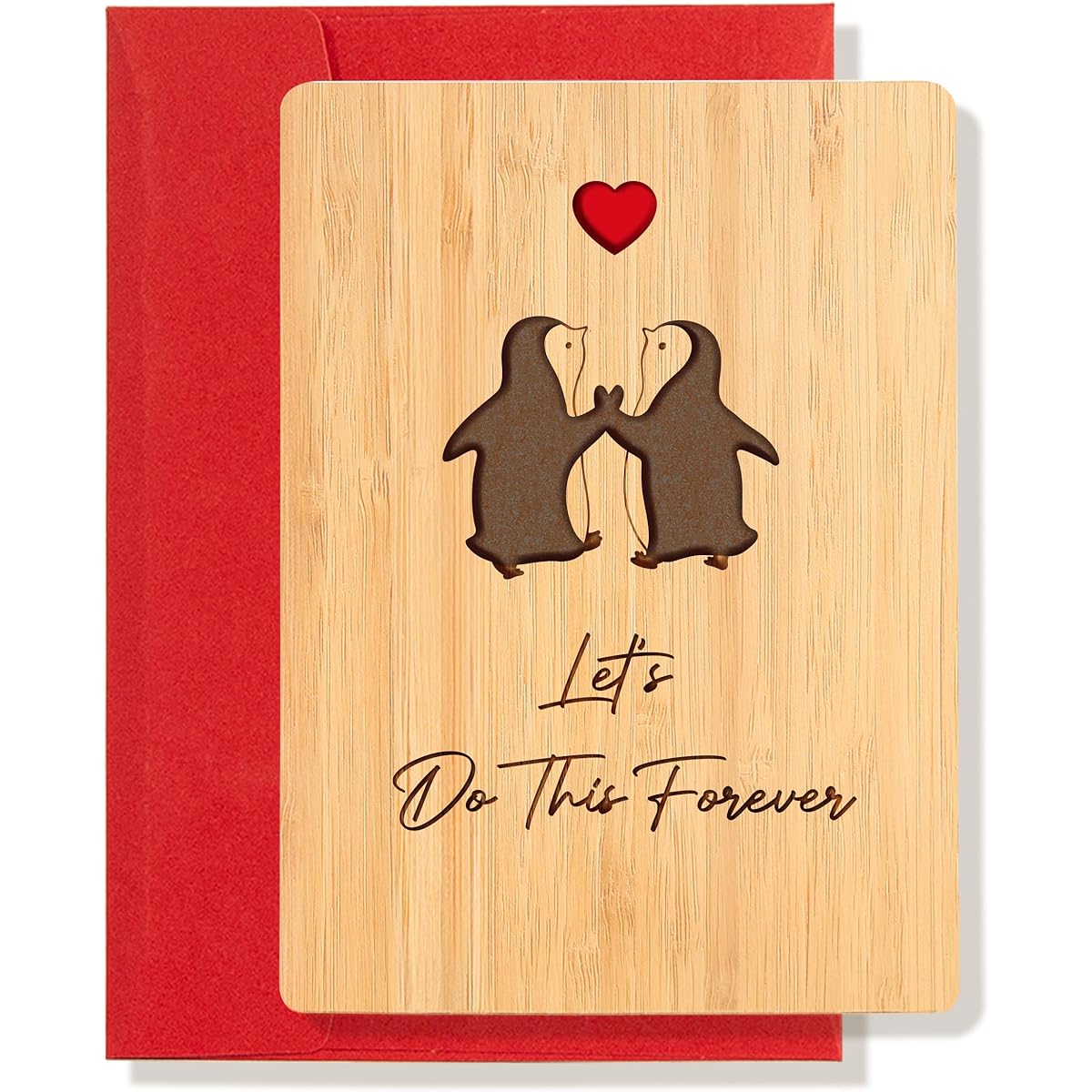 Anniversary Card Penguin Couple Card Birthday Card for Him Her Husband Wife Boyfriend Girlfriend Happy Anniversary Card Bamboo Love Card Anniversary Christmas Wedding Gift