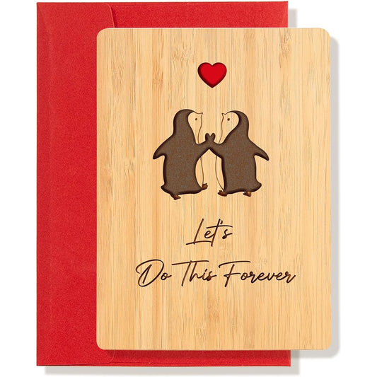 Anniversary Card Penguin Couple Card Birthday Card for Him Her Husband Wife Boyfriend Girlfriend Happy Anniversary Card Bamboo Love Card Anniversary Christmas Wedding Gift