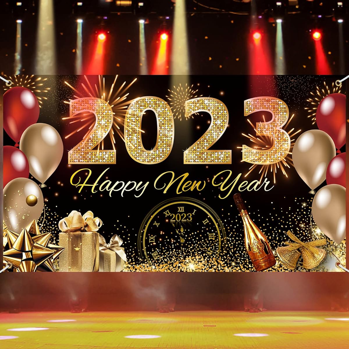 Happy New Year Backdrop Banner 2023,Happy New Year Decorations 2023 New Year's Eve Party Supplies New Year Party Favors Large Pink and Rose Gold Happy New Year Decorations Background Party Photo Booth