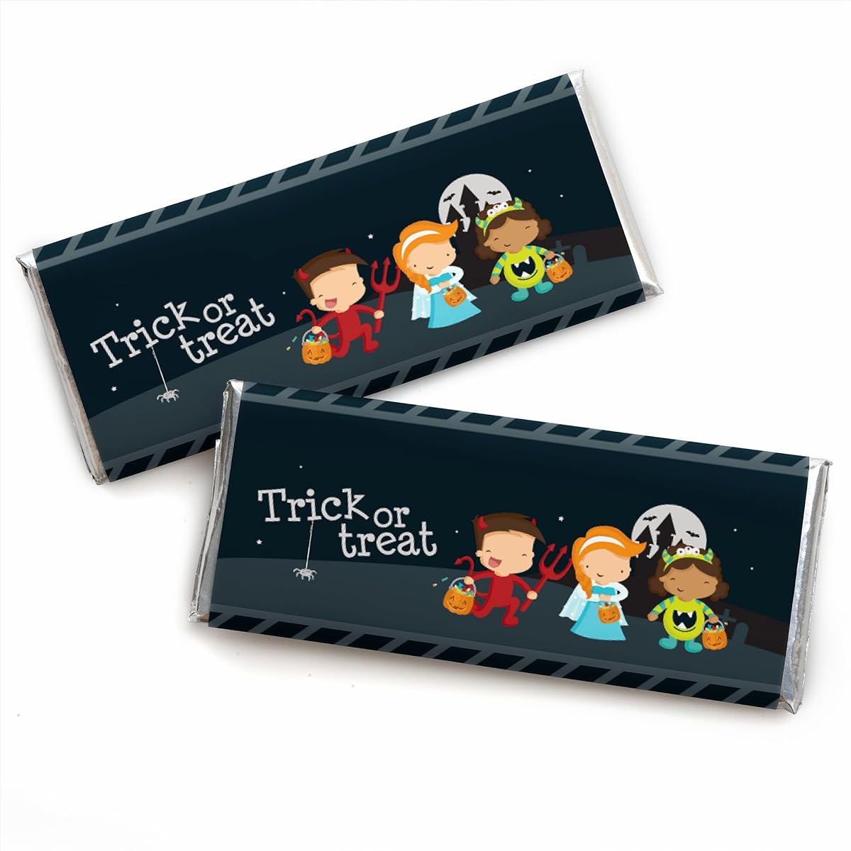 Big Dot of Happiness Trick or Treat Candy Bar Wrappers Halloween Party Favors, Set of 24