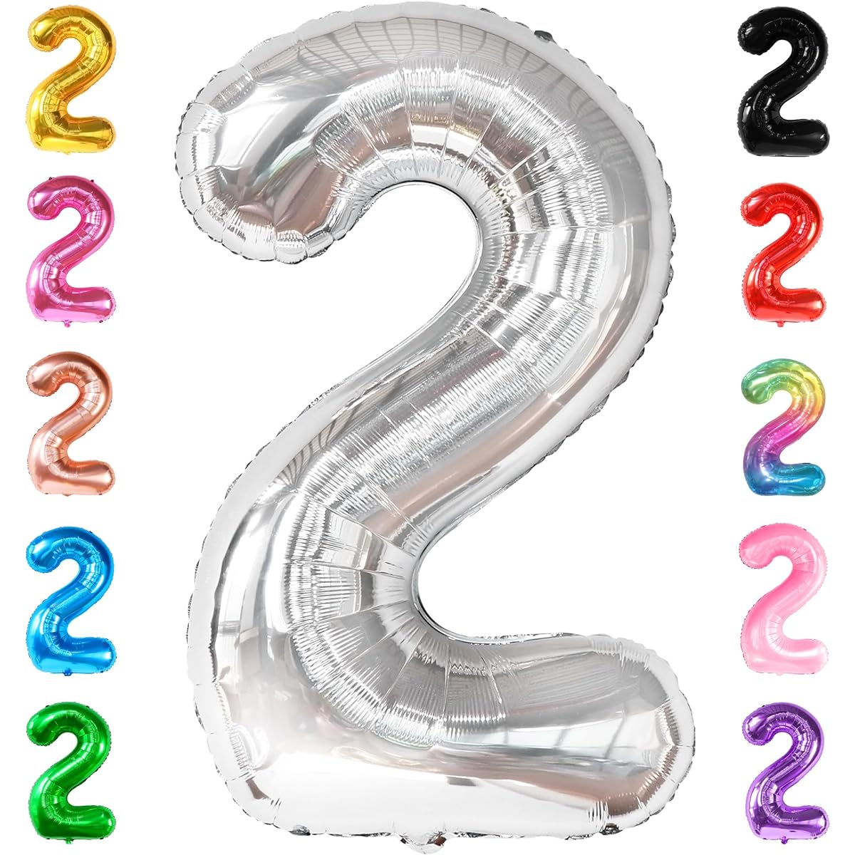 silver number 2 foil balloon
