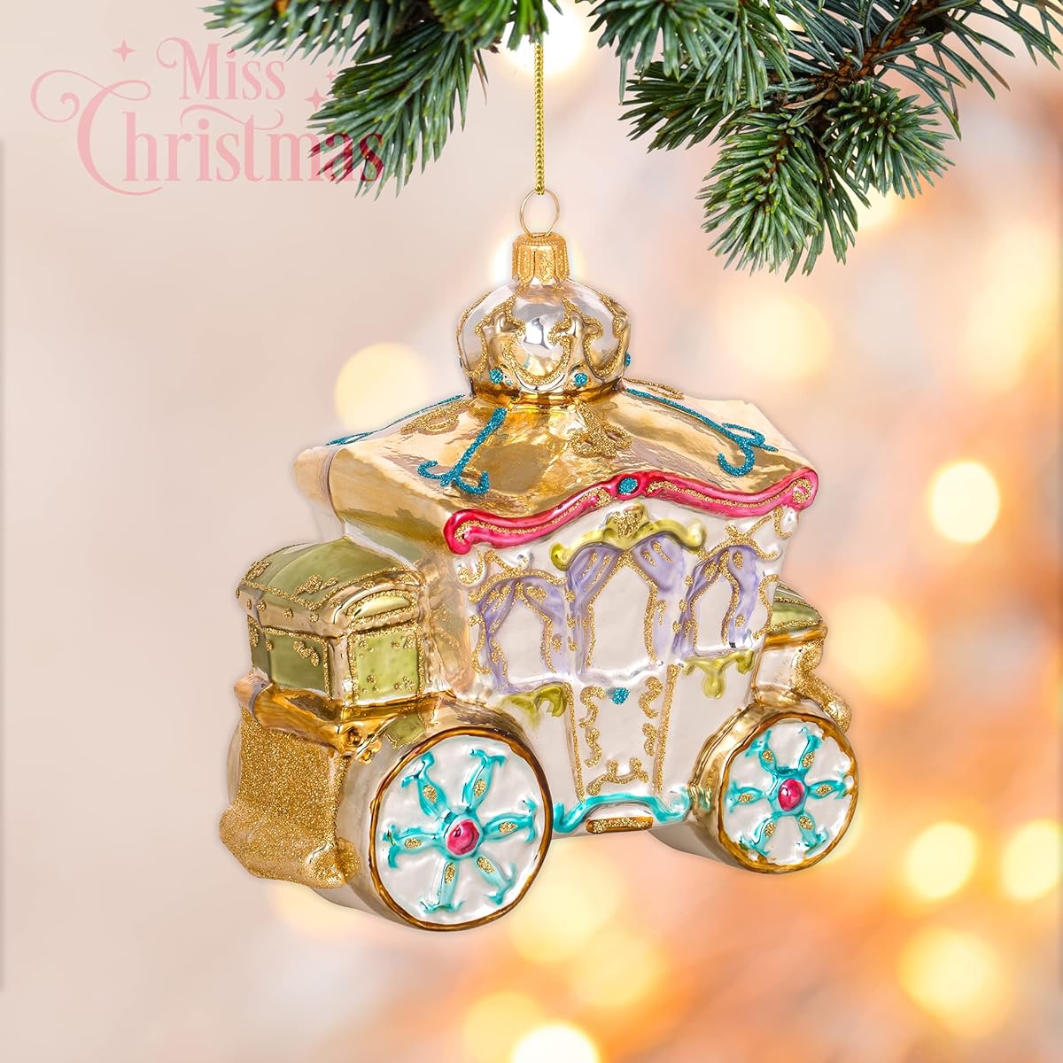 Miss Christmas 2019 Collection Nutcracker Soldier with Christmas Tree 6.5" Hand Blown Glass Ornament