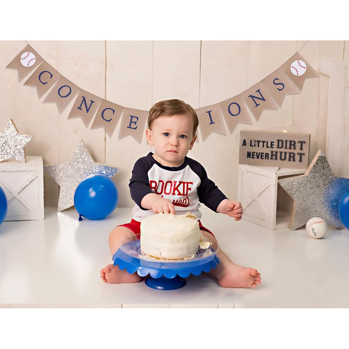 Baseball Concessions Birthday Burlap Banner - Concession Birthday Sign, Baseball Birthday Party Banner, Concession Banner, Baseball Party Supplies