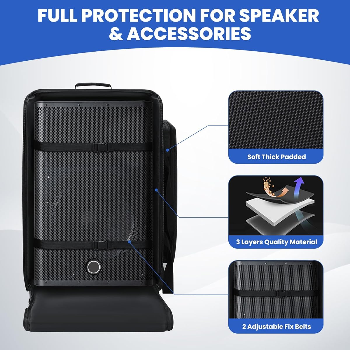 Aleemin Speaker Bag with Casters Compatible with DXR12MKII Rolling Speaker Carrying Case Multi-Pocket & 2 Fixed Straps Soft Padded Speaker Roller Bag (24 x 17.3 x 17 inches)