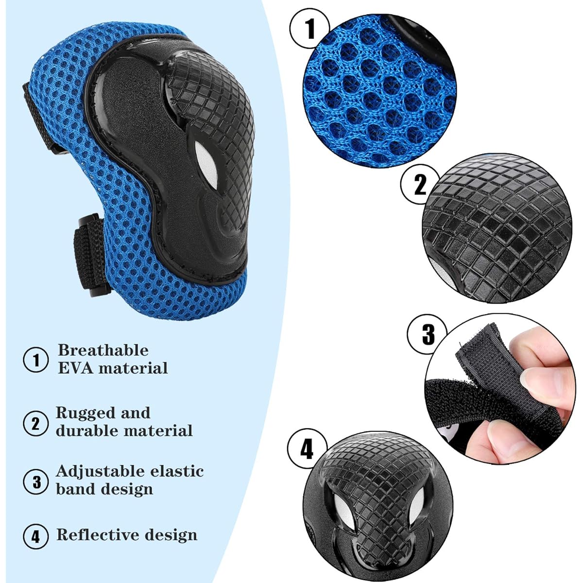 ValueTalks Kids Protective Gear, Kids Knee Pads Elbow Pads Set with Adjustable Straps for Rollerblades Skateboard Cycling Skate Bike Scooter