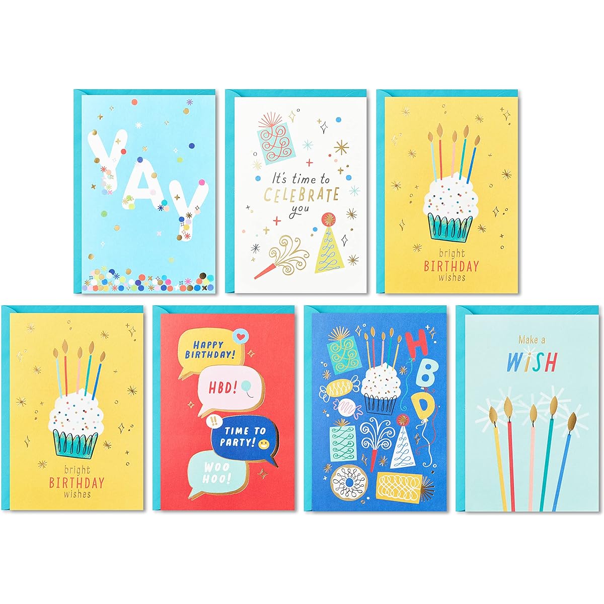 Hallmark Birthday Cards Assortment 36 Cards with Envelopes (Bright Birthday Wishes)
