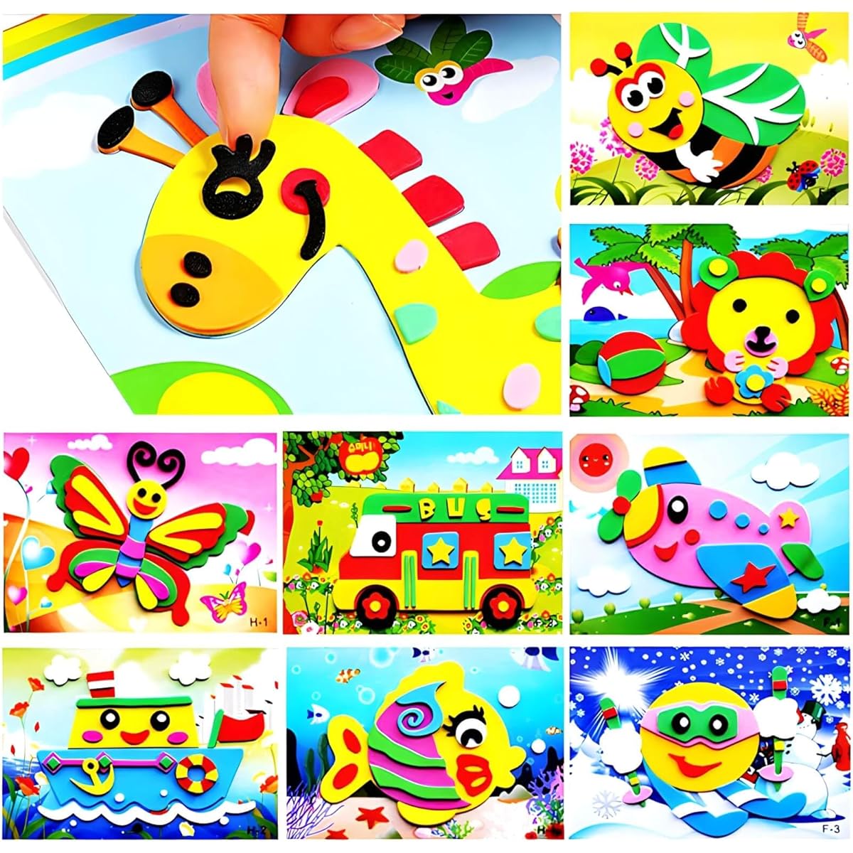 J&C 20 Pieces 3D EVA Foam Sticker Puzzle Game DIY Cartoon Animal Learning Educational Toys for Toddlers Kids Art Craft Kits kidslove A