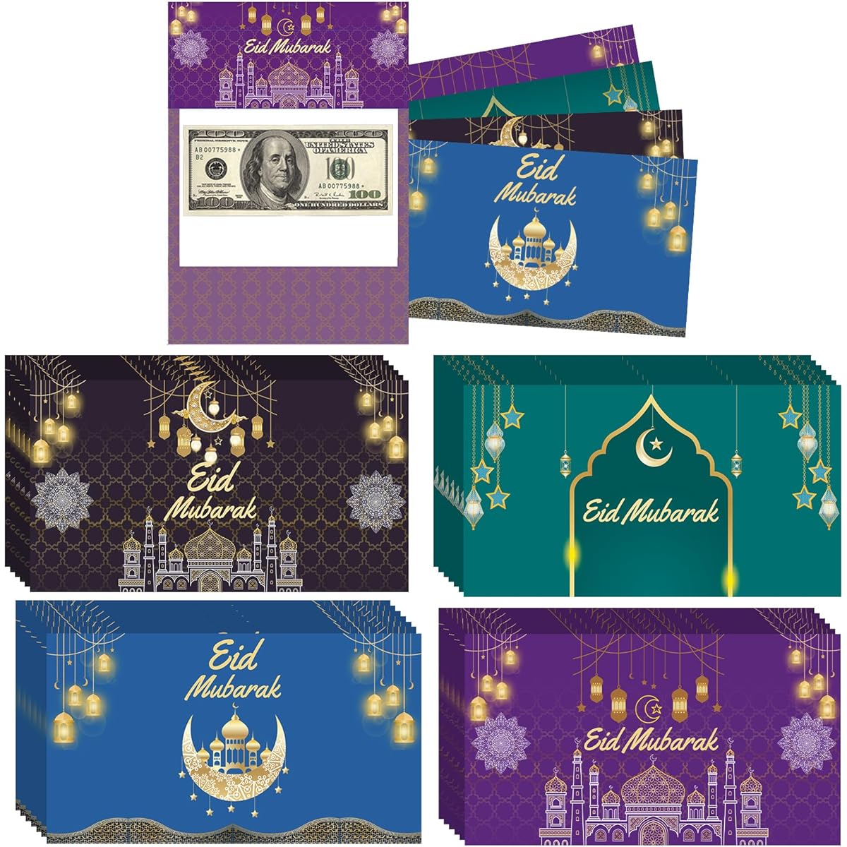 ONEHAUS Ramadan Eid Mubarak Money & Gift Card Holder 24 Pieces