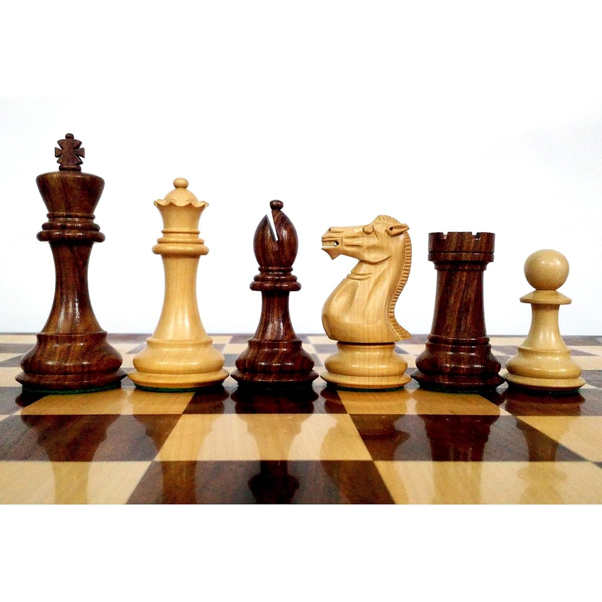 Royal Chess Mall Professional Stanton Chess Pieces Only Chess Set Sheesham and Boxwood Wooden Chess Set 4.1" King Tournament Chess Set Weighted Chess Pieces (3.3 lbs)