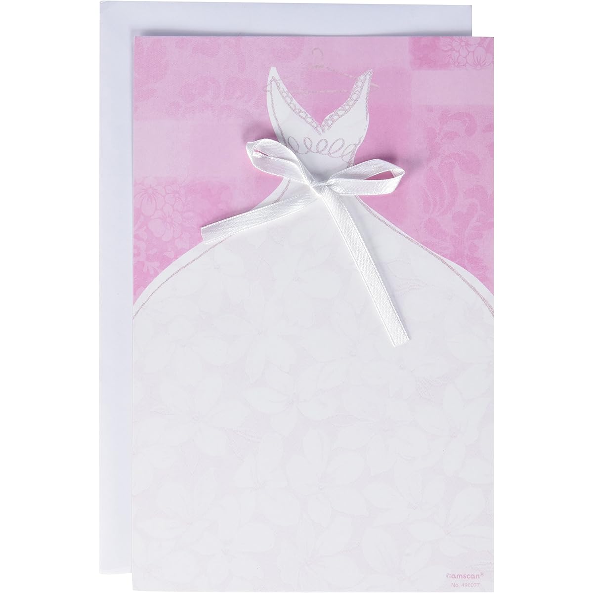 Amscan Sophisticated Shower Party Bridal Gown Printable Invitation Sheets (12 Pack) Pink/White, 8 1/2" x 5 1/2"