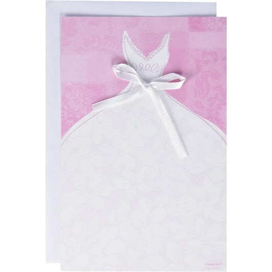 Amscan Sophisticated Shower Party Bridal Gown Printable Invitation Sheets (12 Pack) Pink/White, 8 1/2" x 5 1/2"