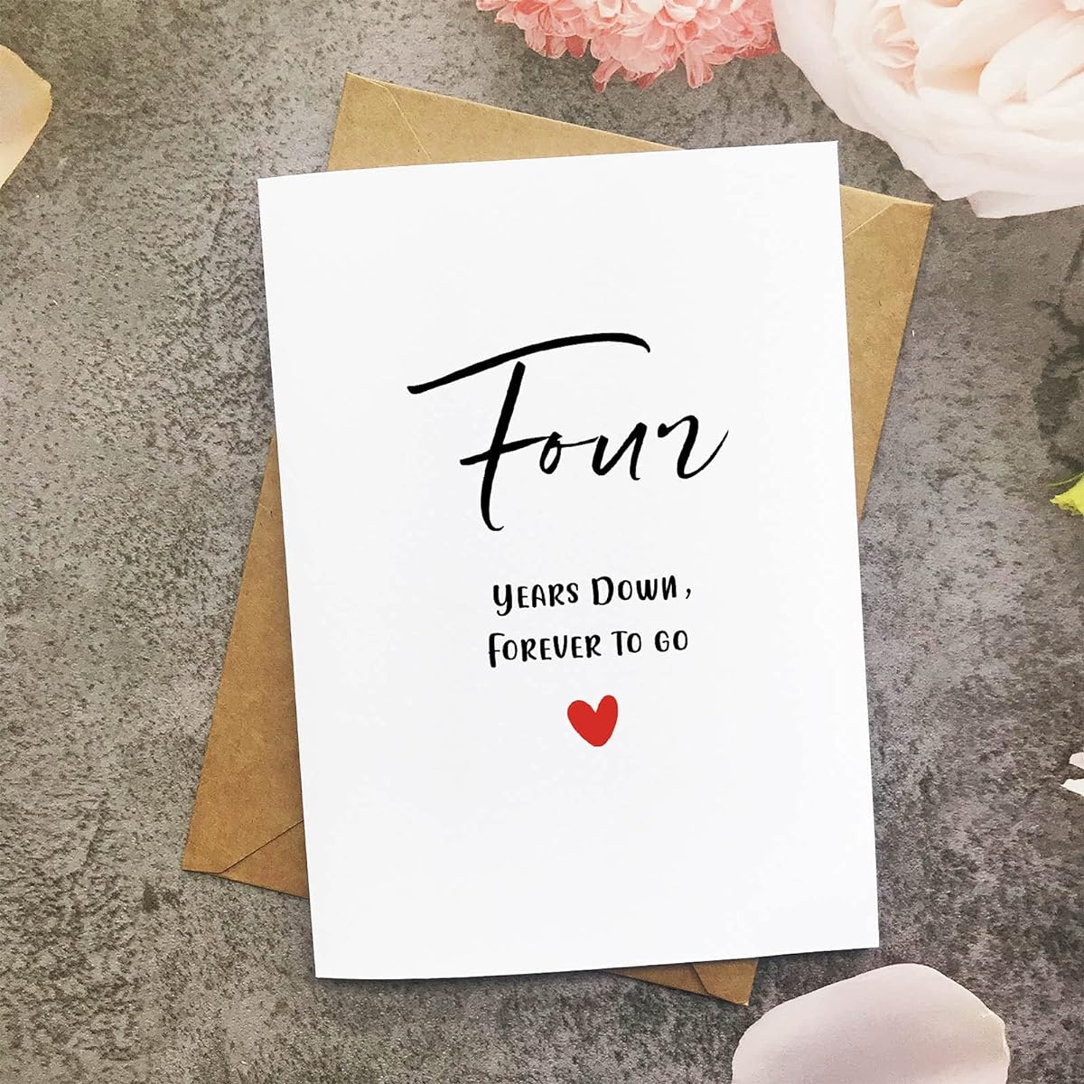 4th Anniversary Card Four Years Down Forever To Go Romantic 4th Anniversary Valentine's Day Wedding Card for Couples