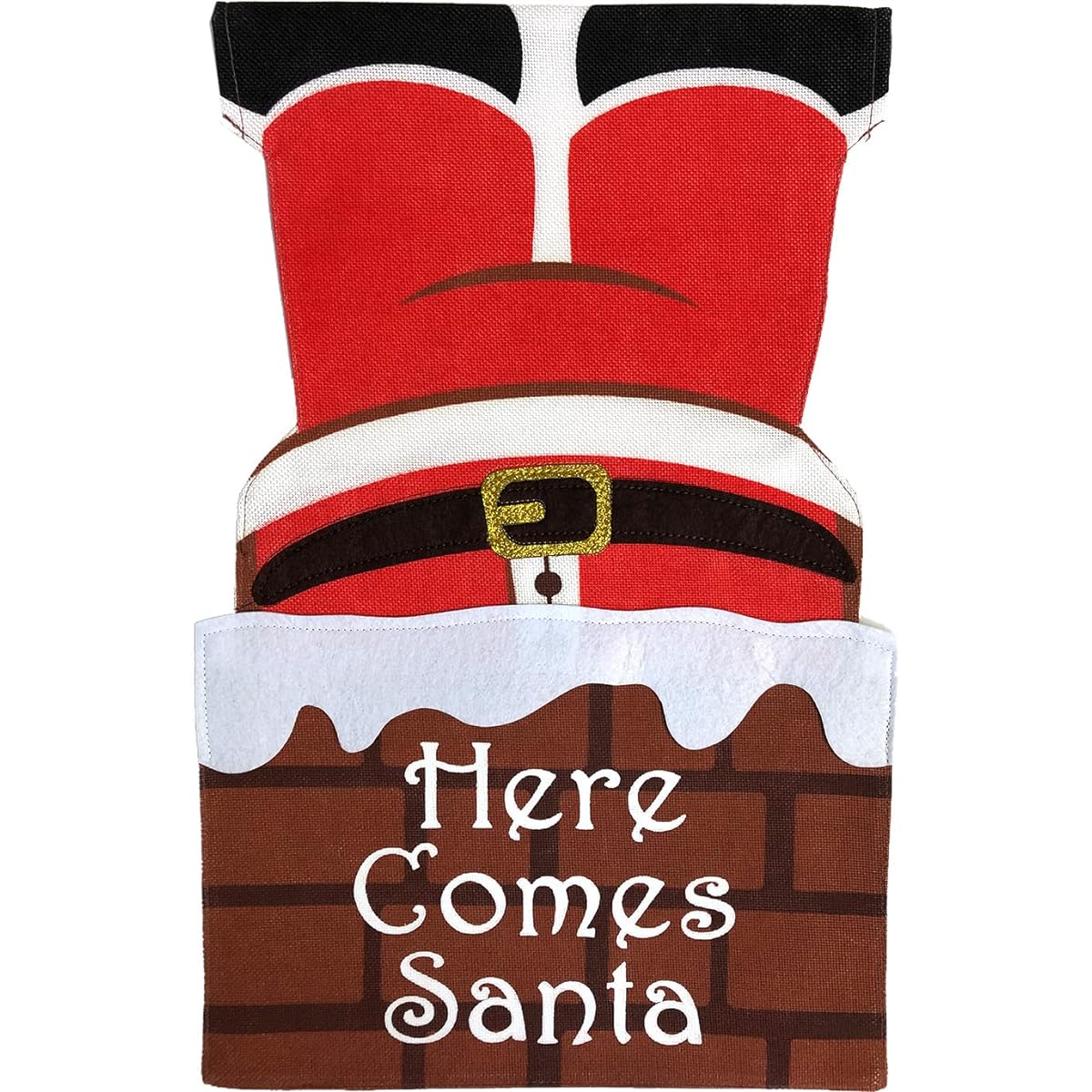 Here Comes Santa Christmas Burlap Garden Flag Chimney 12.5" x 18" Briarwood Lane