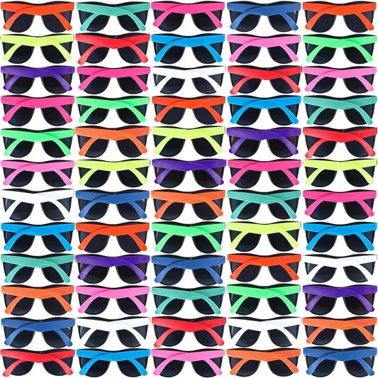 60 Pack Sunglasses Bulk Party Favors 12 Neon Sunglasses UV400 Protection Great for Pool Party Beach Party Birthday Gift Party Toys Outdoor Party Supplies for Teens and Adults
