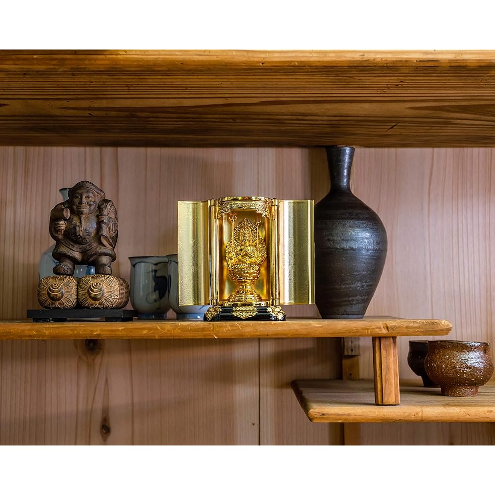 Buddha statue Senju Kannon Bodhisattva with Zushi (gold plated/24k gold) Buddhist sculptor: Keiaki Watanabe Prototype_ (born in the Year of the Rat) Twelve Zodiac Guardian Zodiac Zodiac Takaoka Copperware (Senjukan Nonbosatsu)